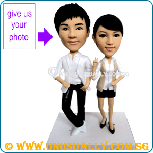 Personalized 3D Smart Casual Fashionable Attire Couple Figurines